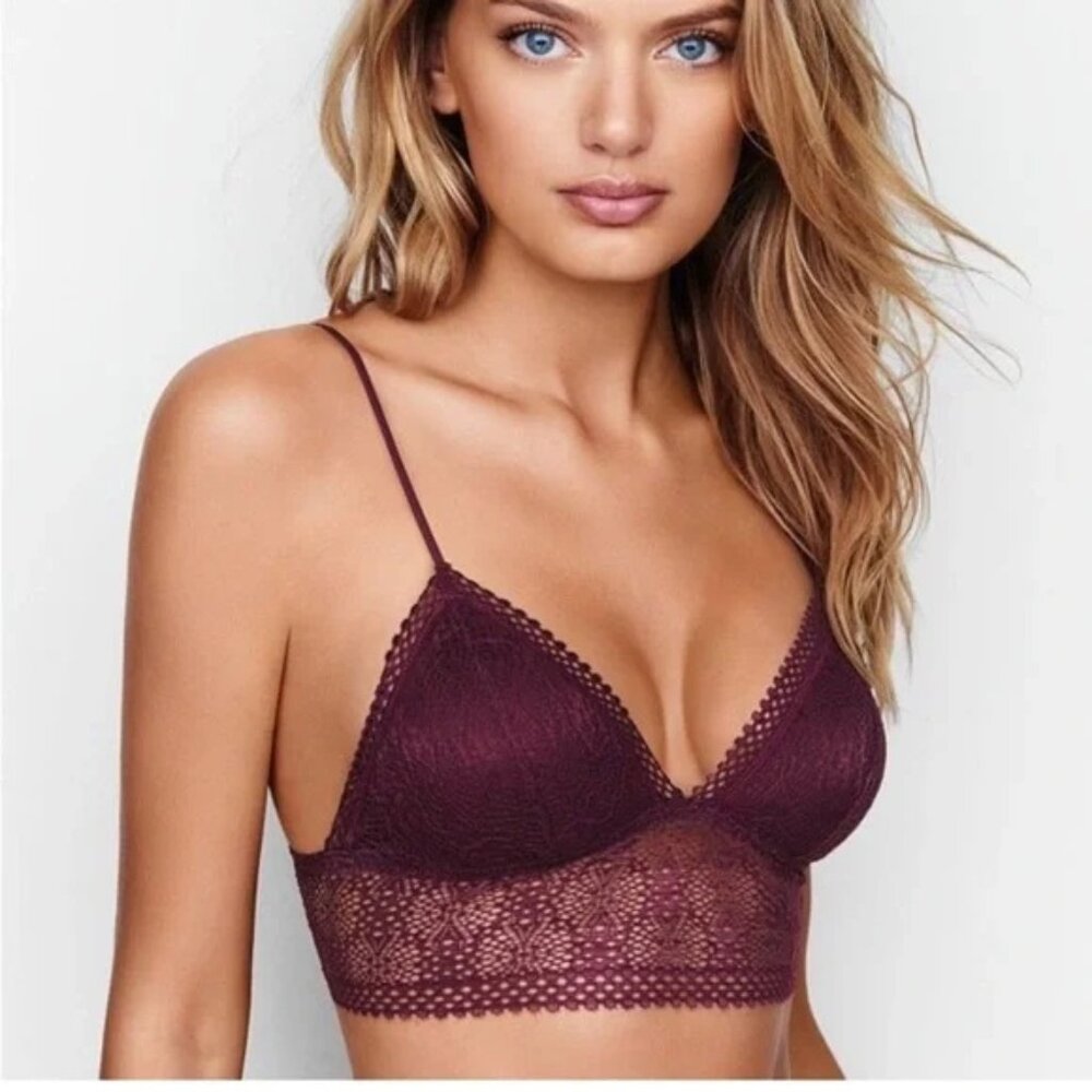Victoria Secret lacy long line bralette, maroon sz small